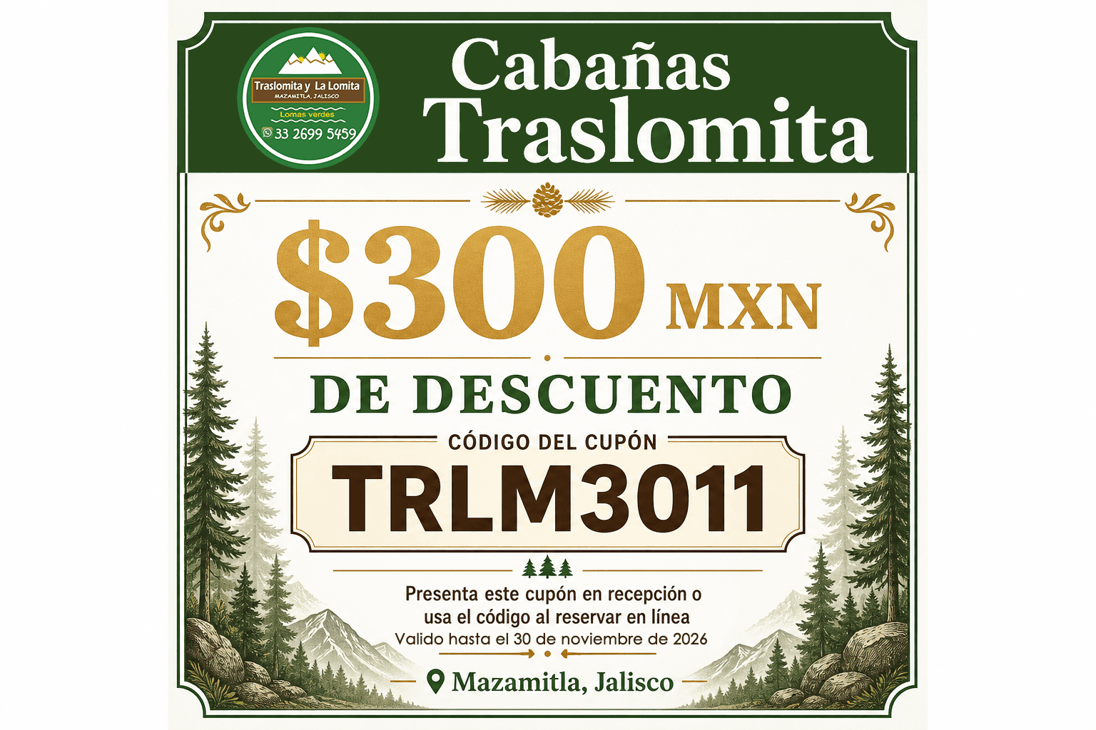 Cupón de $300 de descuento